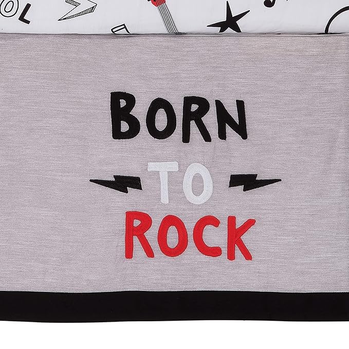 Lambs & Ivy Rock Star Musical Instruments 3-Piece Baby Crib Bedding Set - Gray