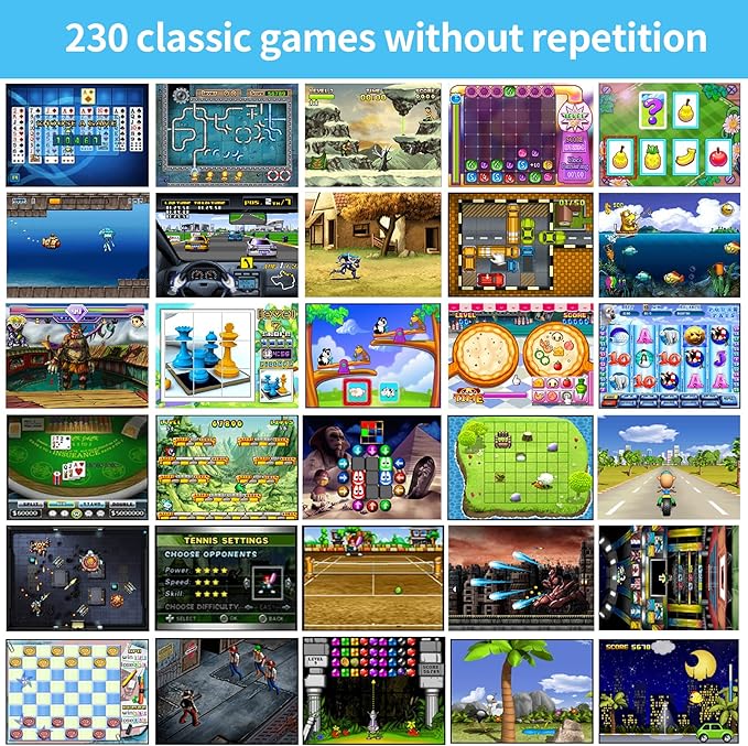 16 Bit Handheld Game for Kids Built-in 230 HD Classic Retro Video Games USB Rechargeable 3.0 Inch Childrens Travel Electronics Toys Portable Gaming Player System Gift for Boys Girls Ages 4-8-12