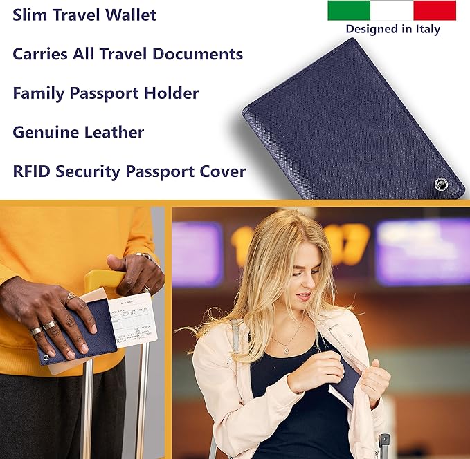 2 Passport Holder - Travel Essentials, RFID Blocking Wallet Credit Card Organiser, Plain Accessories Slim Cover For Men & Women