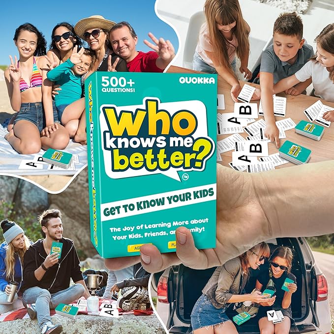 QUOKKA Who Knows Better? - Original - Family Card Trivia Game | Fun Learning & Educational Questions for Families | Suitable for Boys & Girls