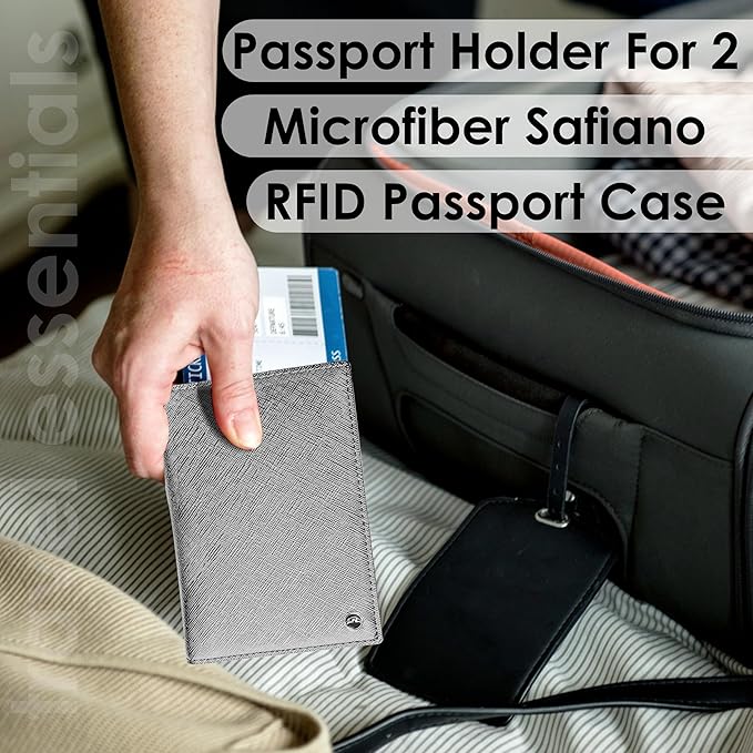 2 Passport Holder - Travel Essentials, RFID Blocking Wallet Credit Card Organiser, Plain Accessories Slim Cover For Men & Women