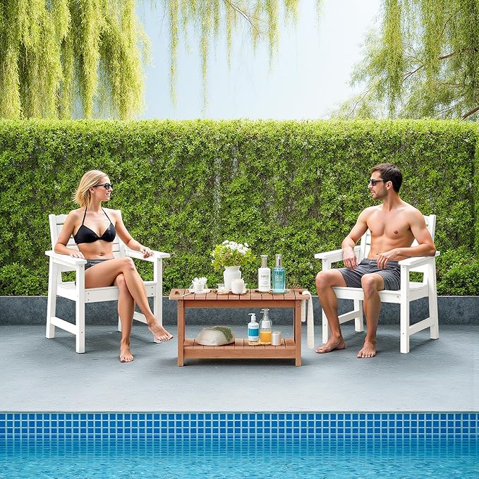 35" Shower Bench, Waterproof Poly Lumber Shower Stool for Shaving Legs, Shower Chair Seat Holds up to 400lbs, Bathroom Bench for Inside Shower, Non-Slip (Brown)