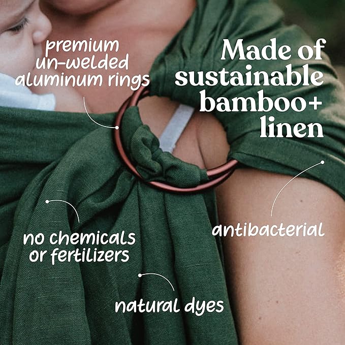 Nalakai Luxury Ring Sling Baby Carrier, Soft Linen Blend Baby Sling, Baby Wrap, Wear Your Little One Close to Your Heart, Comfort, Style