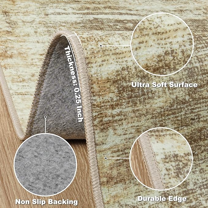 10x14 Area Rugs for Living Room: Soft Abstract Large Area Rug Non-Shedding Anti-Skid Stain Resistant Indoor Floor Modern Washable Rugs for Bedroom Dining Room Nursery Farmhouse Home Office-Brown