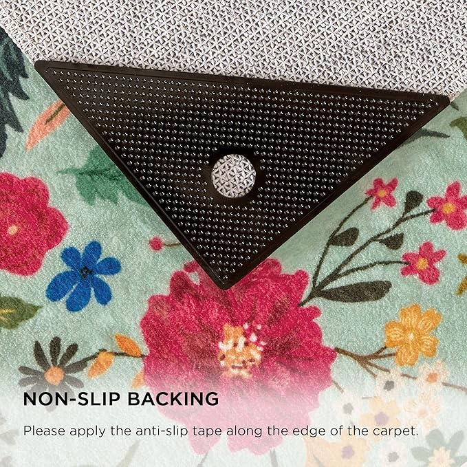 3x5 Area Rug, Floral Green Washable Rug for Entryway, Non Slip Flower Area Rugs, Soft Low Pile Indoor Doormat Small Carpet, Rugs for Living Room Bedroom Nursery Kitchen Dining Room, Sage Green