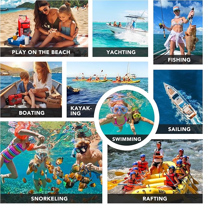 250 PCS Waterproof First Aid Kit, Roll Top Reflective Boat Dry Bag Bug Out Bags, Emergency Medical Kit Ideal for Boating, Camping, Fishing, Kayaking, Floating, Red