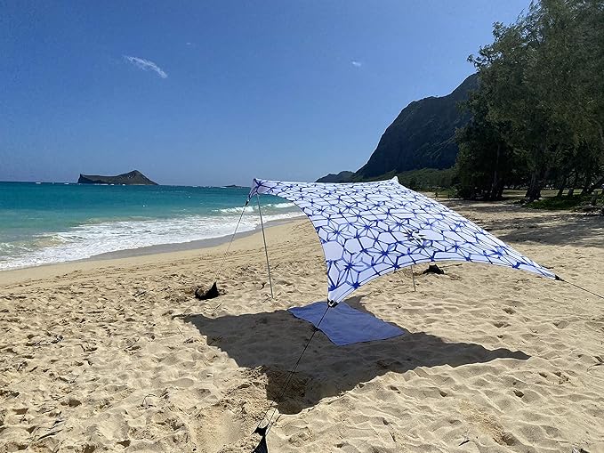 Neso Tents Beach Tent with Sand Anchor, Portable Canopy Sunshade - 7' x 7' - Patented Reinforced Corners(Shibori)