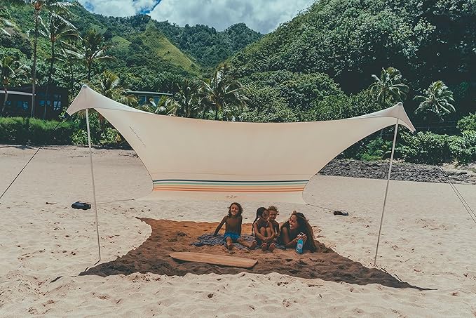 Neso Tents Beach Tent with Sand Anchor, Portable Canopy Sunshade - 7' x 7' - Patented Reinforced Corners (Rainbow)