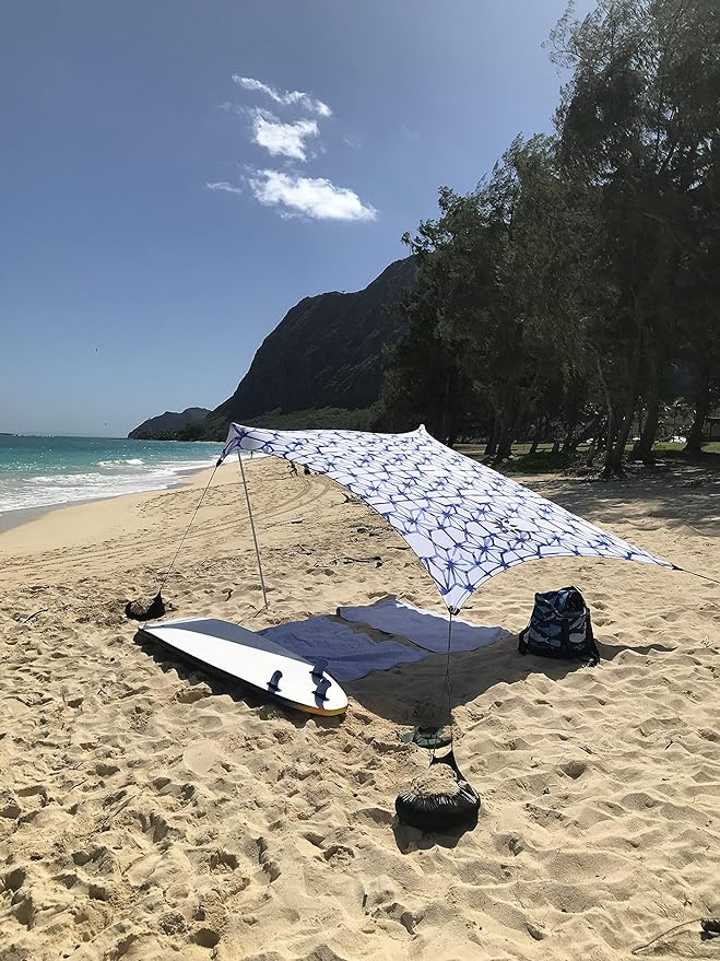 Neso Tents Beach Tent with Sand Anchor, Portable Canopy Sunshade - 7' x 7' - Patented Reinforced Corners(Shibori)
