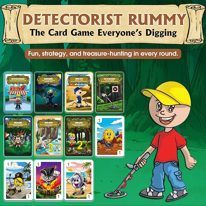Detectorist Rummy Playing Card Game Set for Kids and Adults – Fun Strategy Card Game for Family Game Night – Ages 7+ – Easy to Learn, Enhances Math & Thinking Skills – Great Gift or Stocking Stuffer