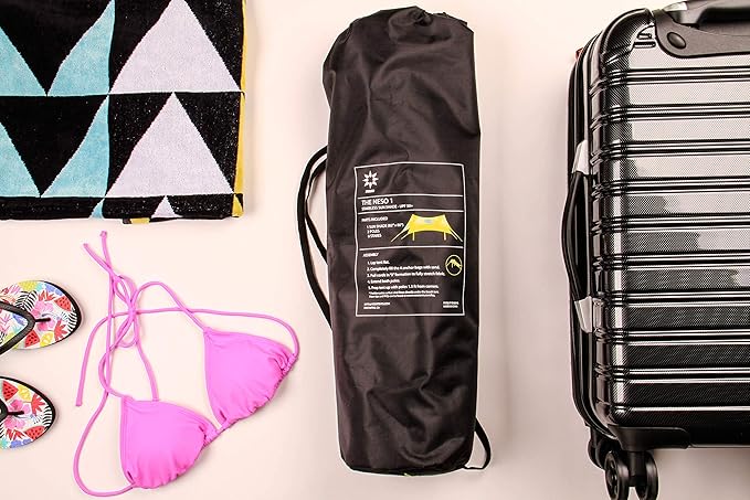 Neso Tents Beach Tent with Sand Anchor, Portable Canopy Sunshade - 7' x 7' - Patented Reinforced Corners (Vintage Stripes)