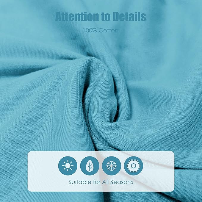 SWEET DOLPHIN Baby Sleep Sack 18-24 Months - 100% Cotton 2-Way Zipper TOG 0.5 Infant Wearable Blanket, Newborn Essentials Toddler 3 Pack Sleeping Sacks - Peacock Blue