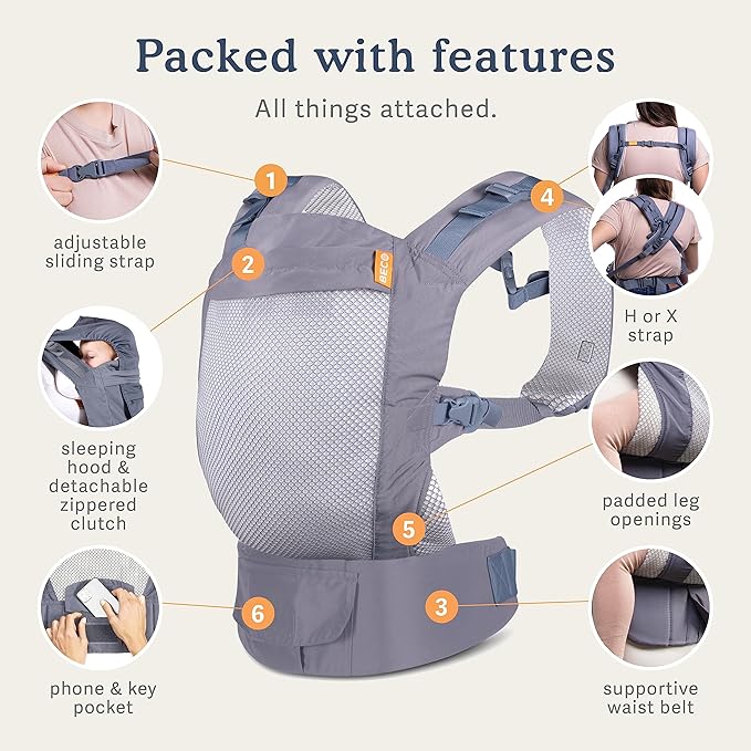 Beco Toddler Carrier - Breathable 3D Mesh Front-Carry & Backpack Style Carrier with Tall Supportive Back and Ergonomic Extra-Wide Seat for Children from 18months (20-60 lbs) - Cool Dark Grey