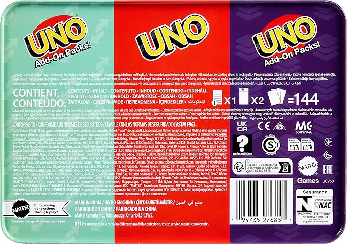 Mattel Games UNO Core & UNO Add-on Packs Tin