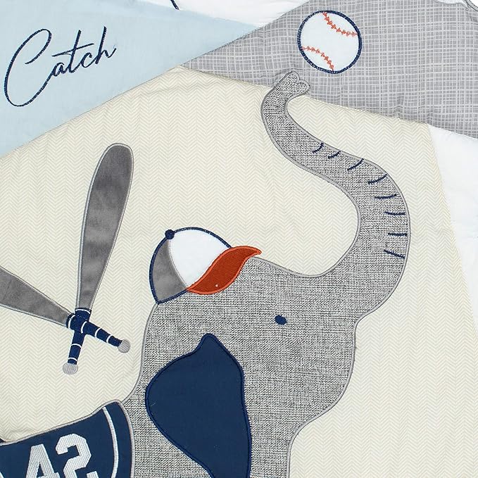 Lambs & Ivy Hall of Fame Sports Animals 5-Piece Crib Bedding Set - Gray/Blue