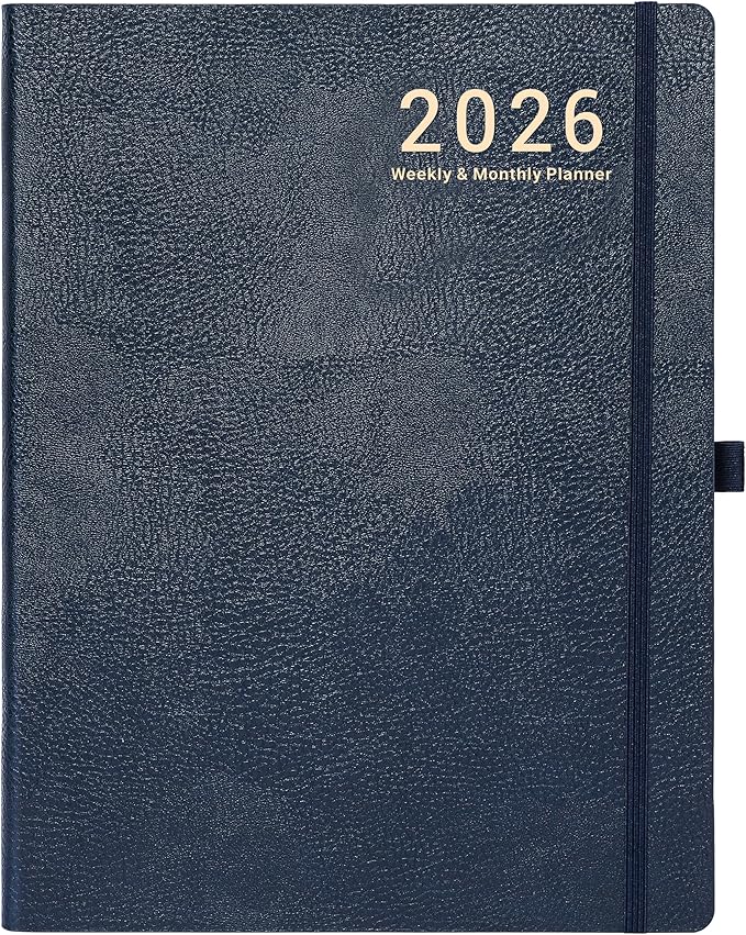 2026 Planner - Weekly and Monthly Planner 2026, JAN 2026 - DEC 2026, 8.5" x 11", Leather Cover 2026 Planners with Thick Paper, Back Pocket with Notes Pages - Blue